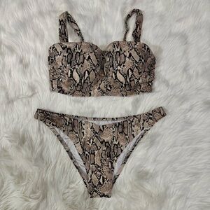 Shade & Shore Snake Print Bikini Set 36DD Large